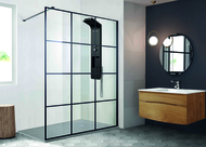 ECRAN 120 CM V. 8 MM TRANSP SERIG NOIRE HT 200 CM + PROFILES + BARRE